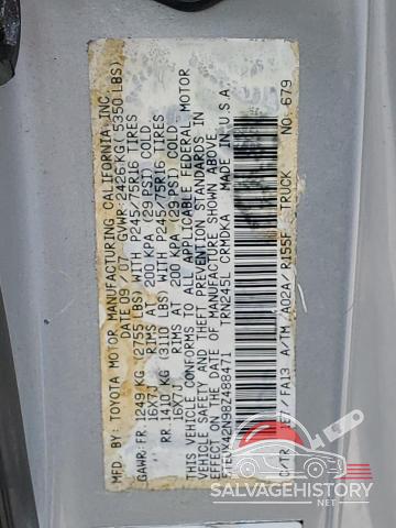 5TEUX42N98Z488471 2008 TOYOTA TACOMA photo no. 12