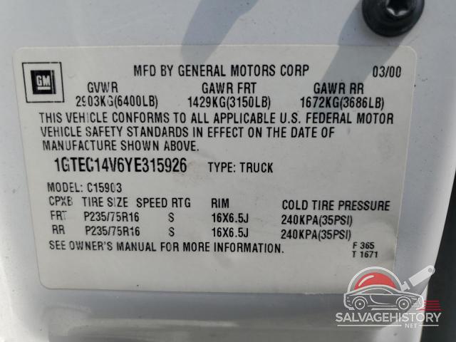 1GTEC14V6YE315926 2000 GMC SIERRA photo no. 12