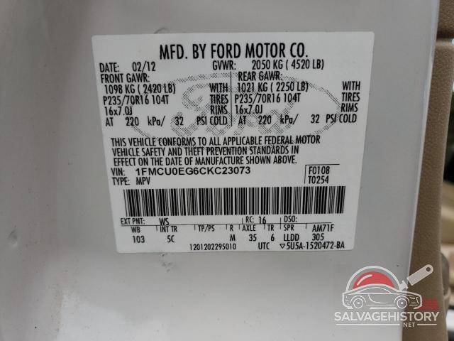 1FMCU0EG6CKC23073 2012 FORD ESCAPE photo no. 13