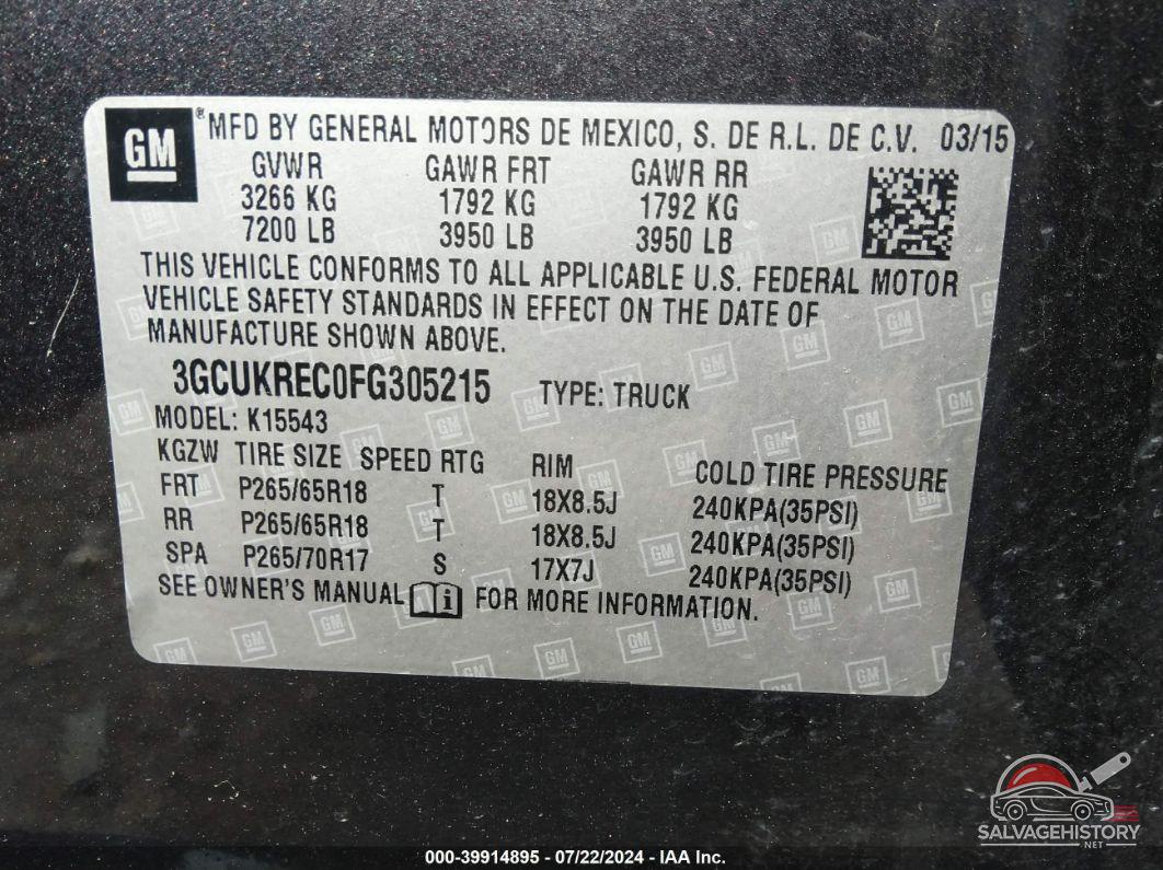 3GCUKREC0FG305215 2015 CHEVROLET SILVERADO 1500 photo no. 9