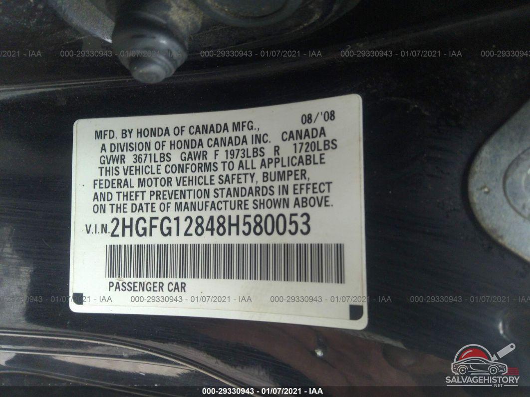 2HGFG12848H580053 2008 HONDA CIVIC CPE photo no. 9