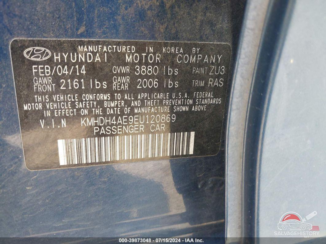 KMHDH4AE9EU120869 2014 HYUNDAI ELANTRA photo no. 9