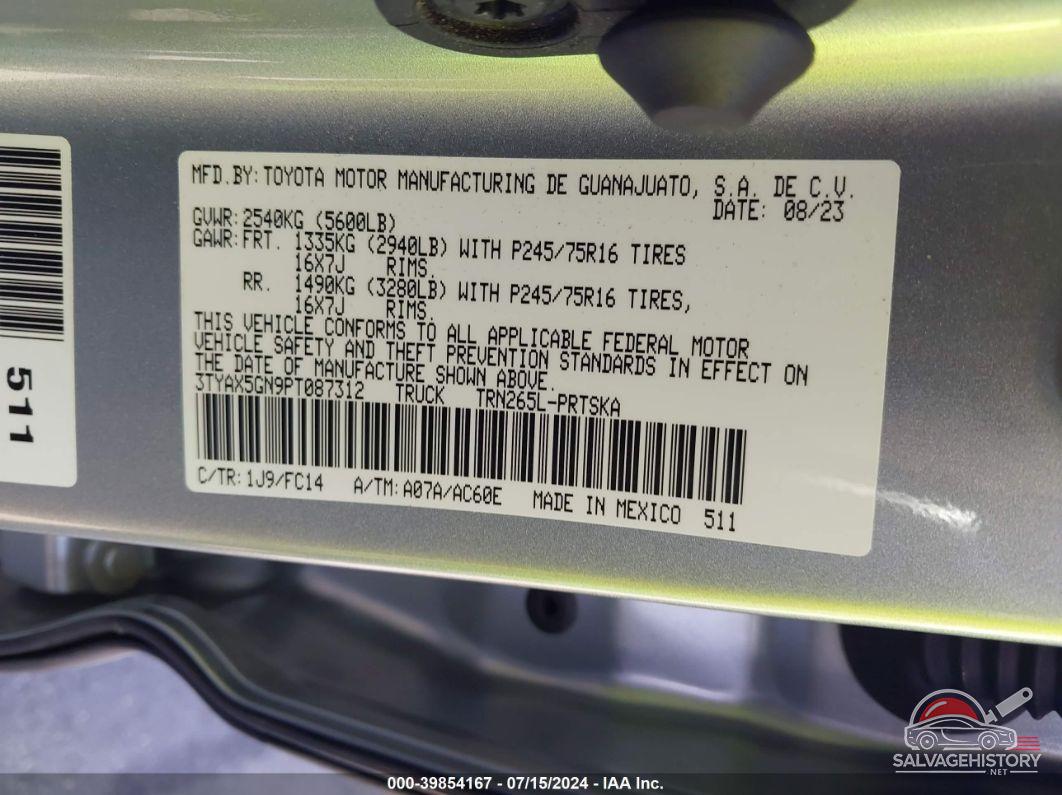 3TYAX5GN9PT087312 2023 TOYOTA TACOMA photo no. 9