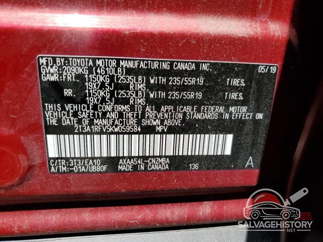 2T3A1RFV5KW059584 2019 TOYOTA RAV4 photo no. 13