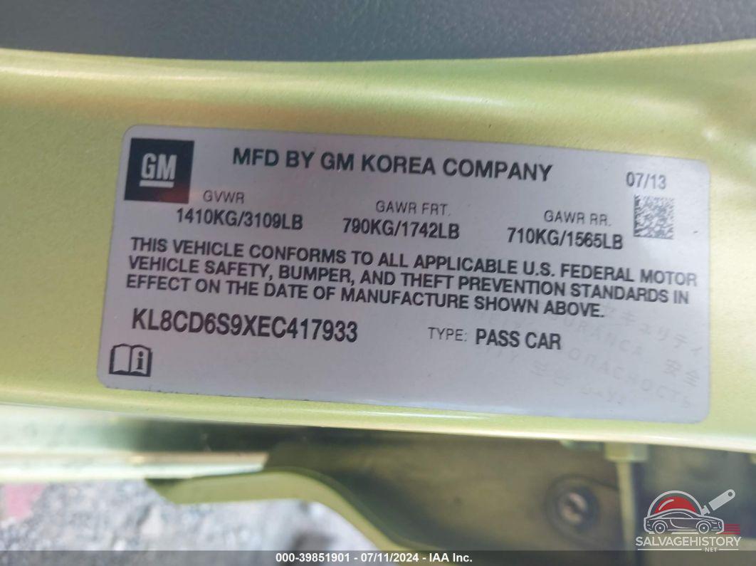 KL8CD6S9XEC417933 2014 CHEVROLET SPARK photo no. 9