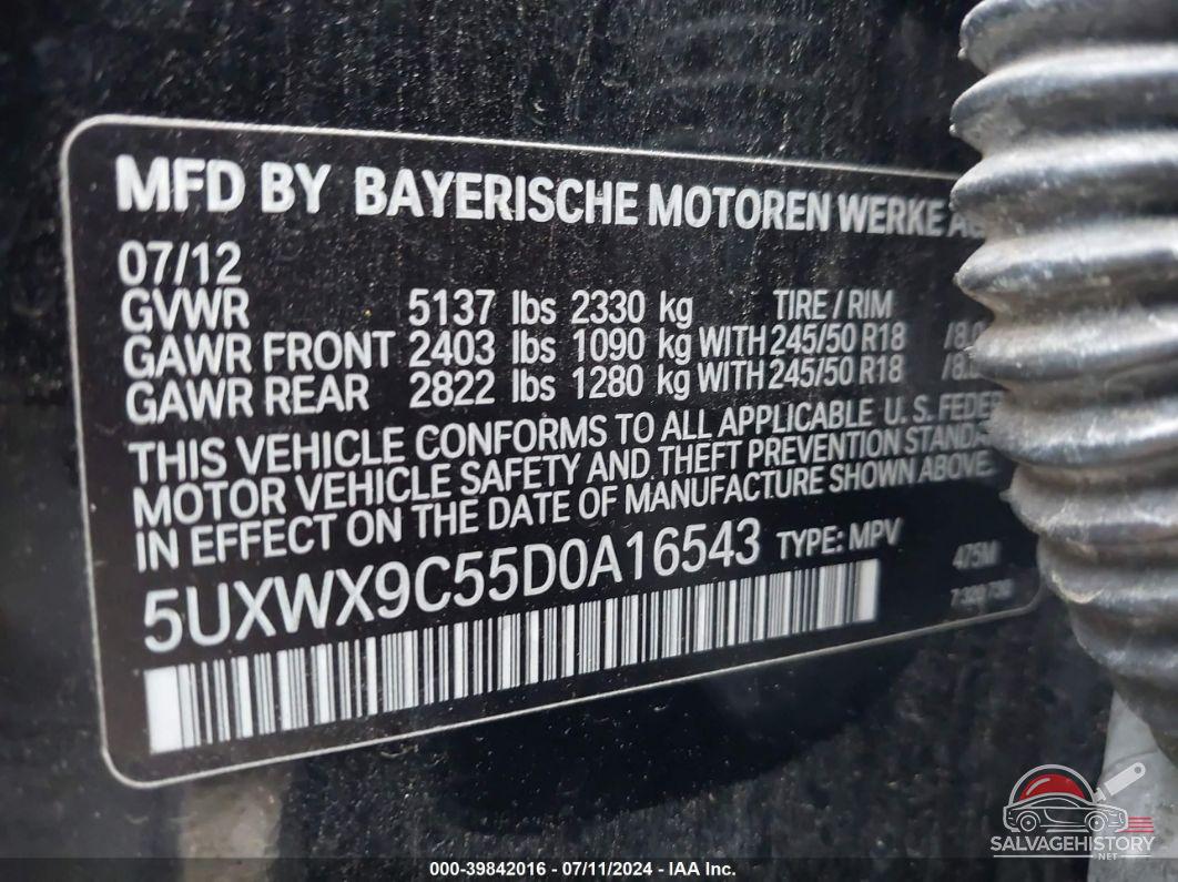 5UXWX9C55D0A16543 2013 BMW X3 photo no. 9