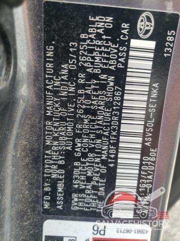 4T4BF1FK3DR312867 2013 TOYOTA CAMRY L photo no. 13