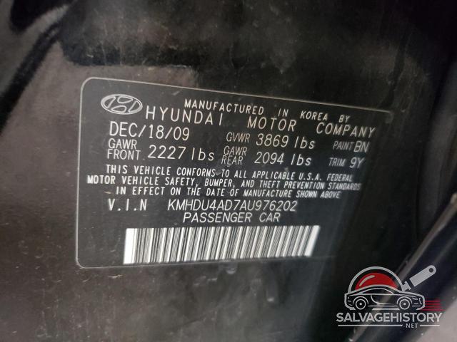 KMHDU4AD7AU976202 2010 HYUNDAI ELANTRA photo no. 12