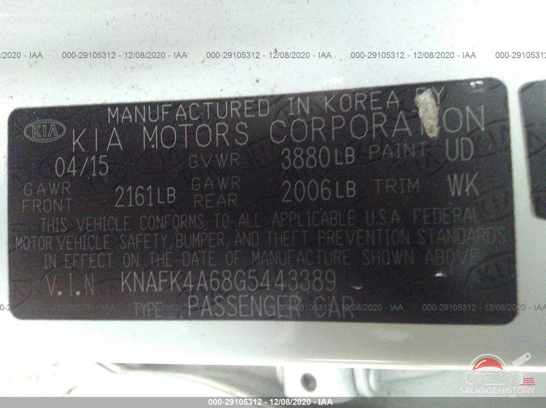 KNAFK4A68G5443389 2016 KIA FORTE photo no. 9