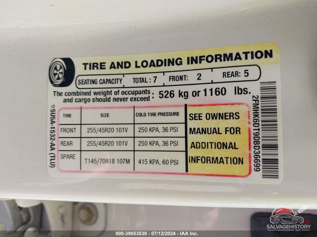 2FMHK6DT9DBD36699 2013 FORD FLEX photo no. 9