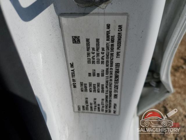 5YJ3E1EB2MF984189 2021 TESLA MODEL 3 photo no. 12