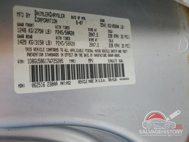 1D8GU58617W725205 2007 DODGE NITRO photo no. 14