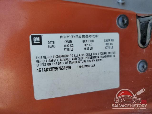 1G1AK12F557651699 2005 CHEVROLET COBALT photo no. 12
