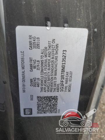 1G1FF1R78N0135273 2022 CHEVROLET CAMARO LT1 photo no. 12