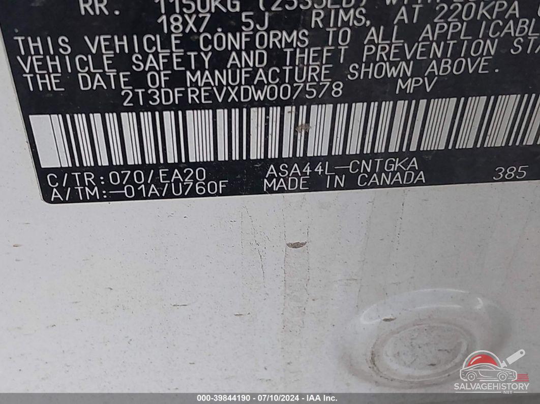 2T3DFREVXDW007578 2013 TOYOTA RAV4 photo no. 9