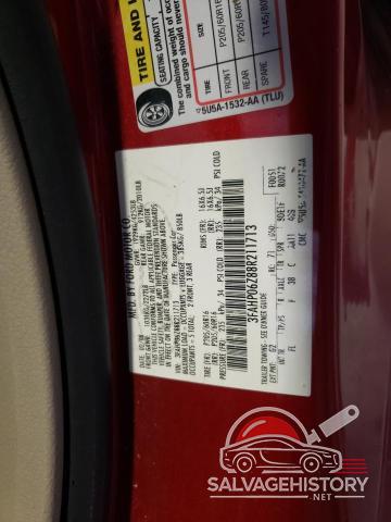 3FAHP06Z88R211713 2008 FORD FUSION photo no. 12