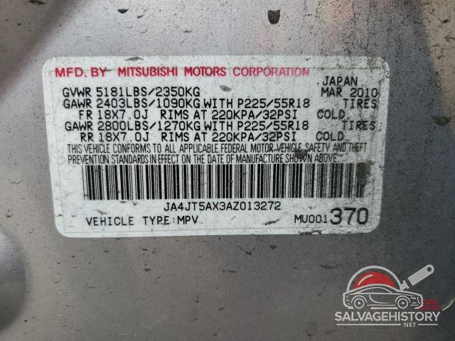 JA4JT5AX3AZ013272 2010 MITSUBISHI OUTLANDER photo no. 12