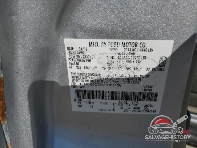 1FMCU0C75CKC65186 2012 FORD ESCAPE photo no. 12