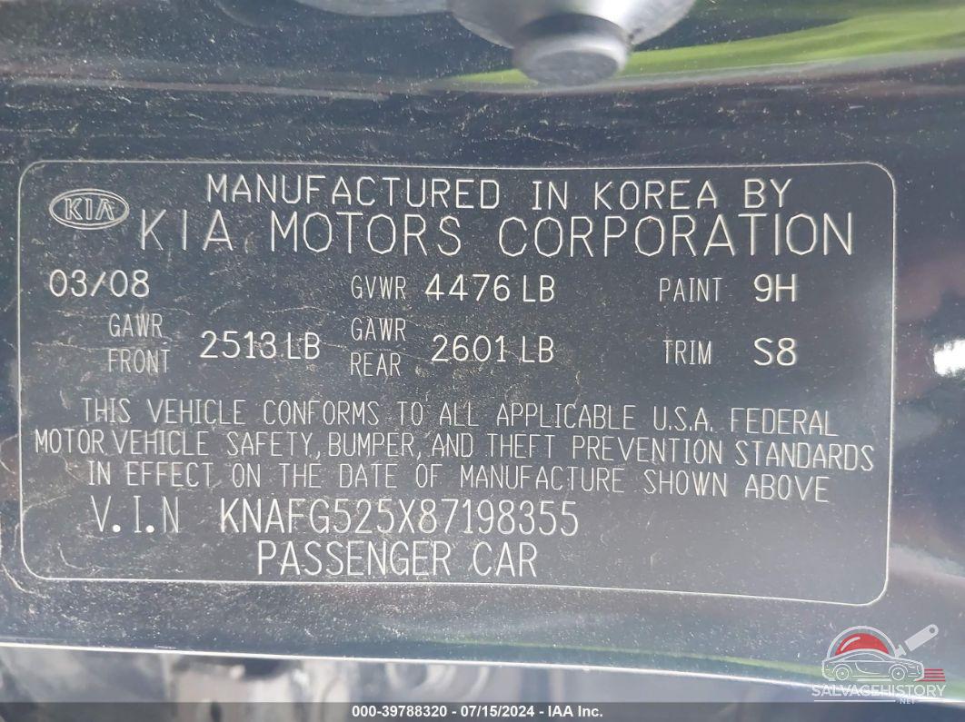 KNAFG525X87198355 2008 KIA RONDO photo no. 9