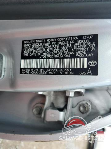 JTDBT923184020984 2008 TOYOTA YARIS photo no. 12