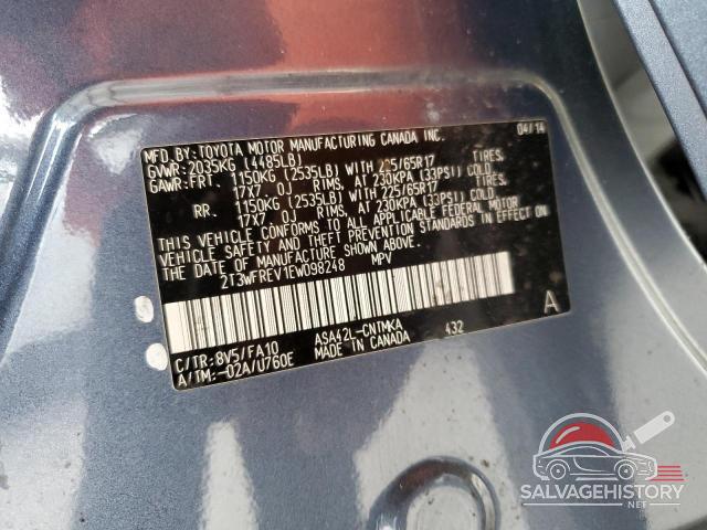 2T3WFREV1EW098248 2014 TOYOTA RAV4 photo no. 12