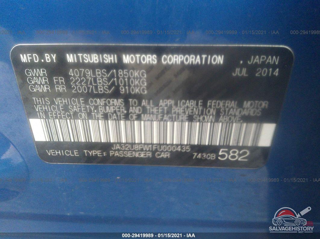 JA32U8FW1FU000435 2015 MITSUBISHI LANCER photo no. 9
