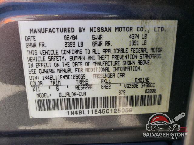 1N4BL11E45C125059 2005 NISSAN ALTIMA photo no. 13