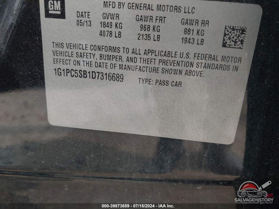 1G1PC5SB1D7316689 2013 CHEVROLET CRUZE photo no. 9