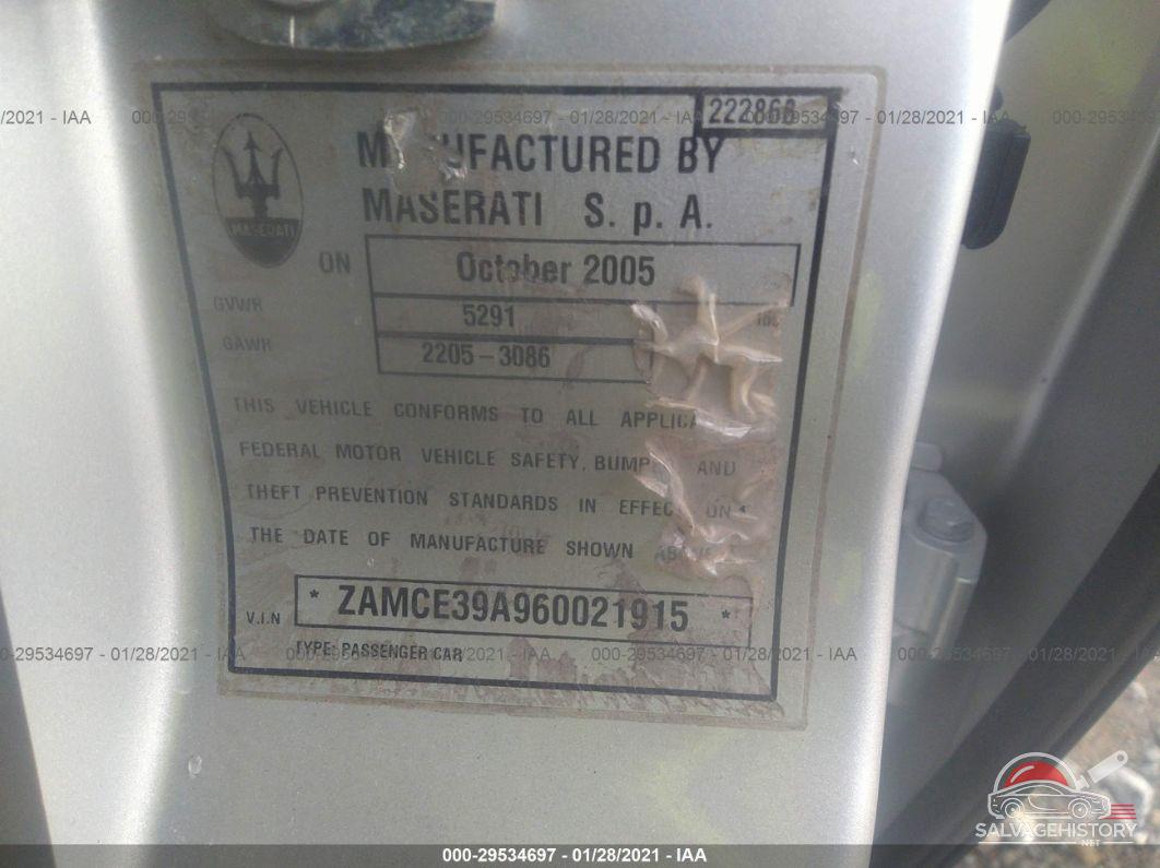 ZAMCE39A960021915 2006 MASERATI QUATTROPORTE photo no. 9