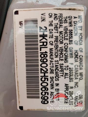 2HKRL18902H506599 2002 HONDA All Models photo no. 13