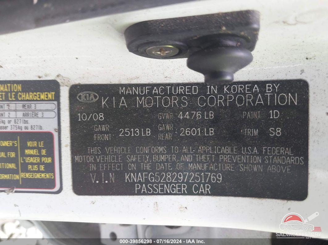 KNAFG528297251769 2009 KIA RONDO photo no. 9