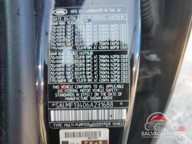 SALMF13406A231688 2006 LAND ROVER RANGEROVER photo no. 13