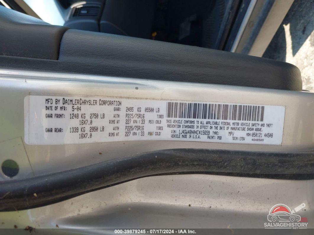 1J4GW48N04C415659 2004 JEEP GRAND CHEROKEE photo no. 9