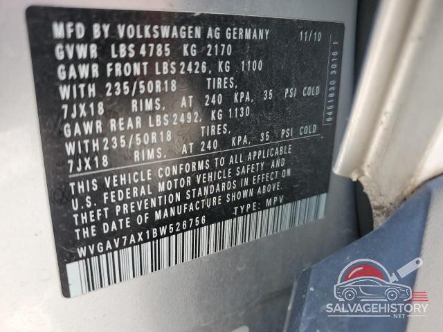 WVGAV7AX1BW526756 2011 VOLKSWAGEN TIGUAN photo no. 13