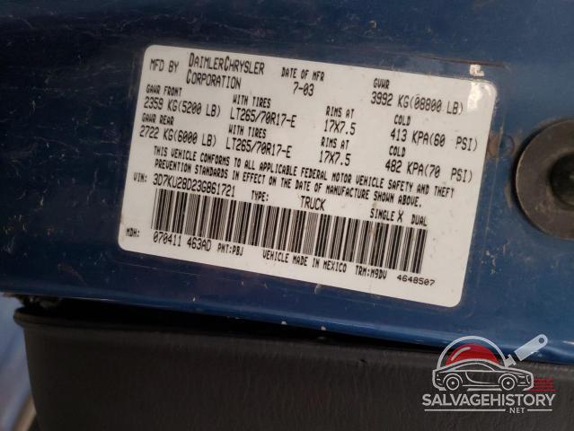 3D7KU28D23G861721 2003 DODGE RAM 2500 photo no. 12
