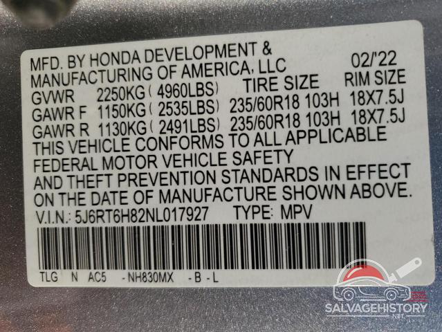 5J6RT6H82NL017927 2022 HONDA CRV photo no. 13