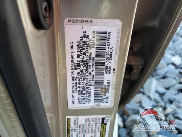 2T1BR32E74C238805 2004 TOYOTA COROLLA photo no. 12