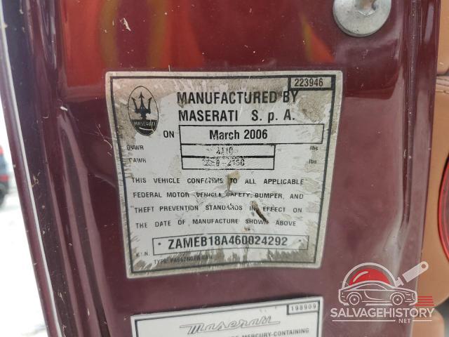 ZAMEB18A460024292 2006 MASERATI ALL MODELS photo no. 12