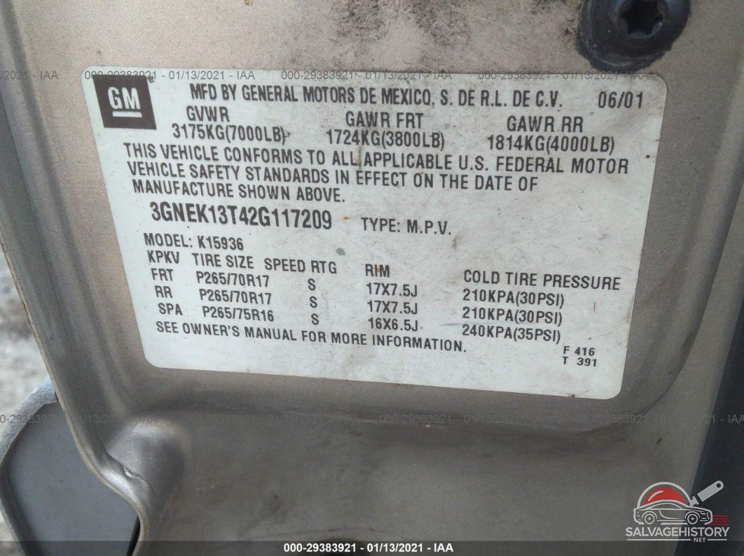 3GNEK13T42G117209 2002 CHEVROLET AVALANCHE photo no. 9