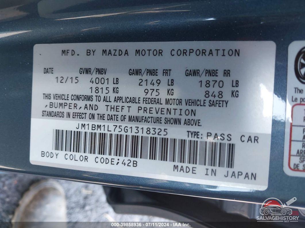 JM1BM1L75G1318325 2016 MAZDA MAZDA3 photo no. 9