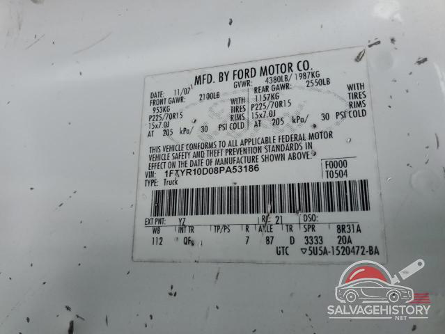 1FTYR10D08PA53186 2008 FORD RANGER photo no. 12