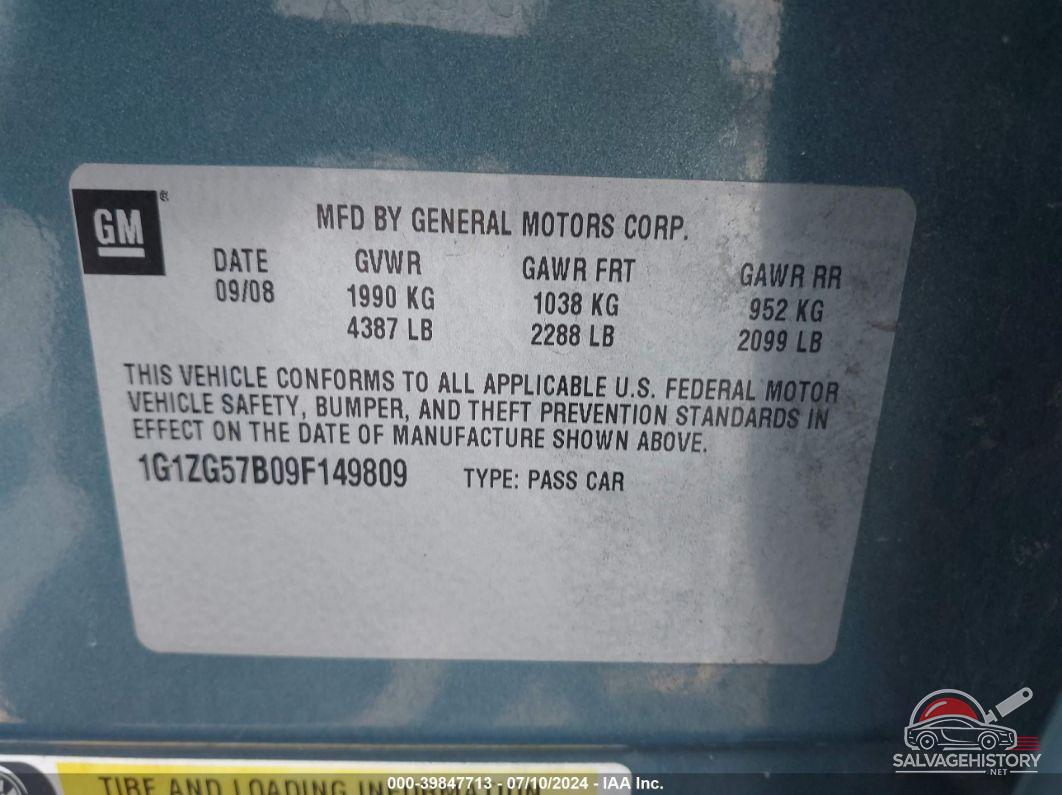 1G1ZG57B09F149809 2009 CHEVROLET MALIBU photo no. 9