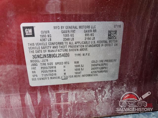 3GNCJNSB9GL254039 2016 CHEVROLET TRAX photo no. 13