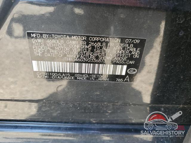 JTHBJ46G392336873 2009 LEXUS ES350 photo no. 12