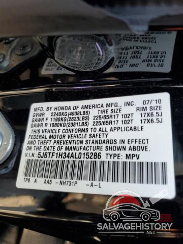 5J6TF1H34AL015286 2010 HONDA ACCORD photo no. 12