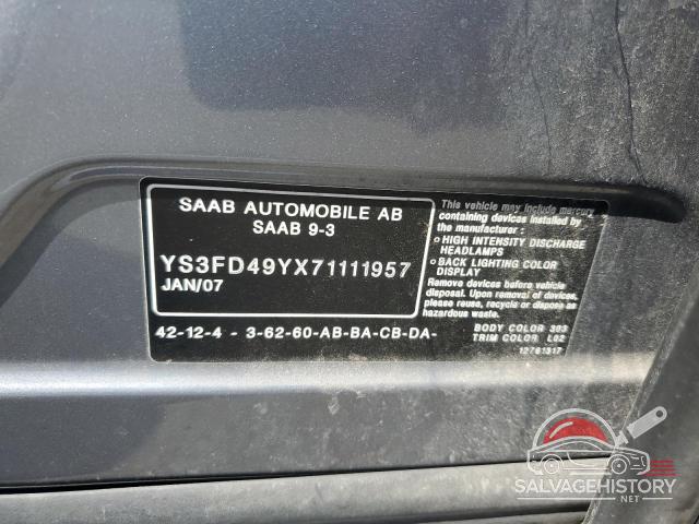 YS3FD49YX71111957 2007 SAAB 9 3 photo no. 12