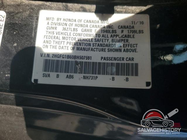 2HGFG1B60BH507591 2011 HONDA CIVIC photo no. 12