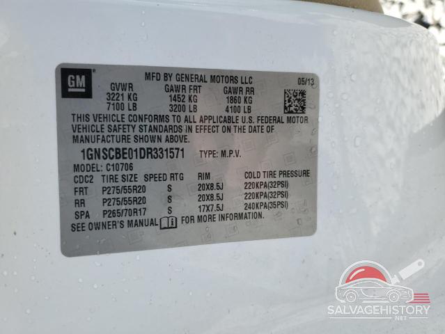 1GNSCBE01DR331571 2013 CHEVROLET TAHOE photo no. 13