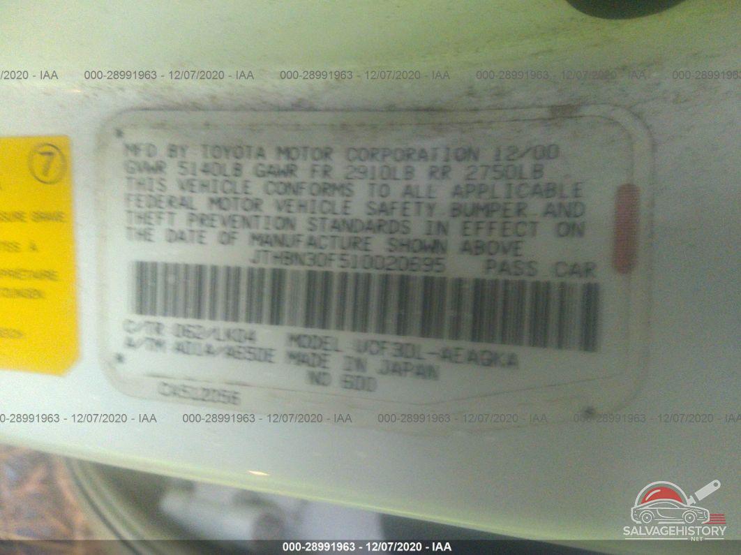 JTHBN30F510020695 2001 LEXUS LS 430 photo no. 9