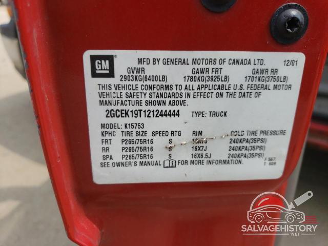 2GCEK19T121244444 2002 CHEVROLET All Models photo no. 12